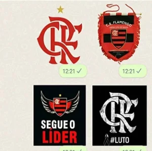 conversa no whatsapp com figurinhas do Flamengo